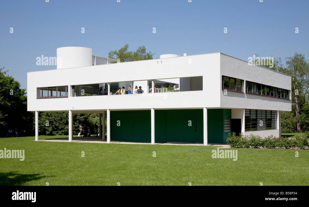 Poissy bei Paris, La Villa Savoye (Villa les heures claires) 1928-1931, Blick von Südwesten Banque D'Images