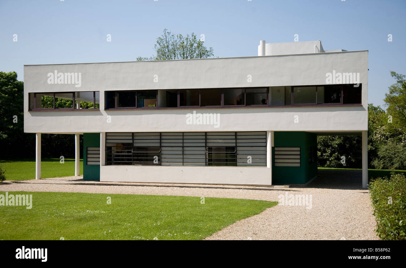 Poissy bei Paris, La Villa Savoye (Villa les heures claires) 1928-1931, Blick von Süden Banque D'Images