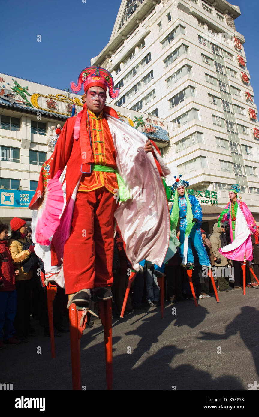 Échassiers, Nouvel An Chinois, Festival du printemps, Beijing, Chine Banque D'Images