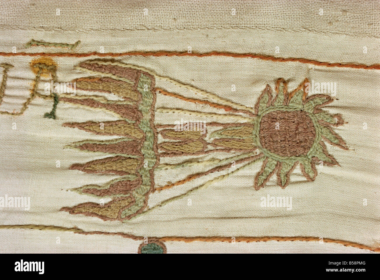Détail de la comète de Halley, considéré comme un mauvais présage en février 1066 Tapisserie de Bayeux Bayeux Normandie France Europe Banque D'Images