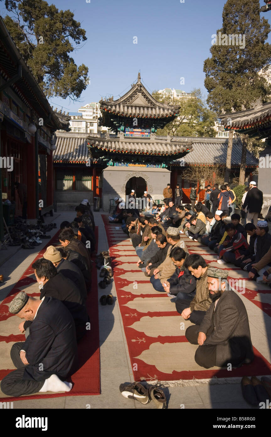 Les musulmans priaient à la mosquée Niujie, Beijing, Chine Banque D'Images