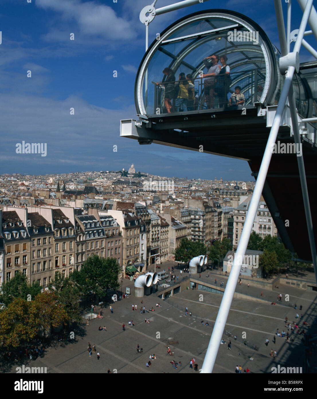 Affichage de balcon, Centre Pompidou, Beaubourg, Paris, France, Europe Banque D'Images