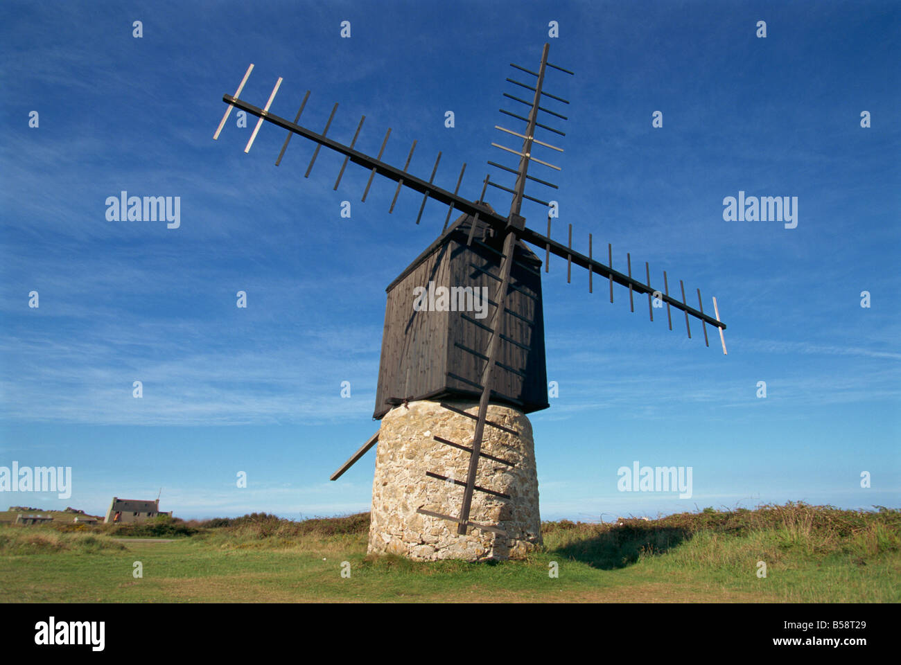 Karaes moulin, l'île d'Ouessant, Finistère, Bretagne, France, Europe Banque D'Images
