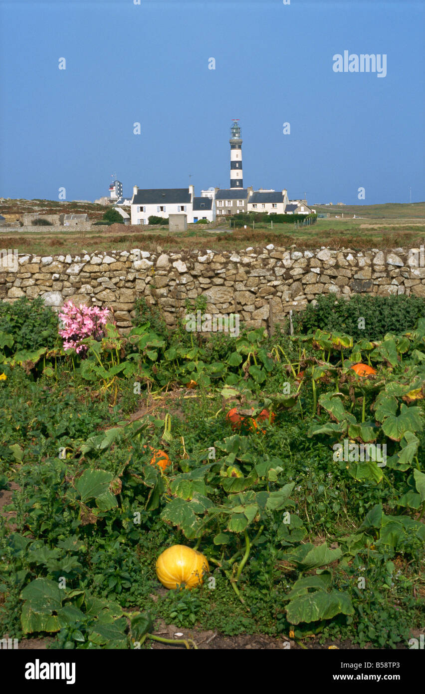 Creac'h, le phare de l'île d'Ouessant, Finistère, Bretagne, France, Europe Banque D'Images
