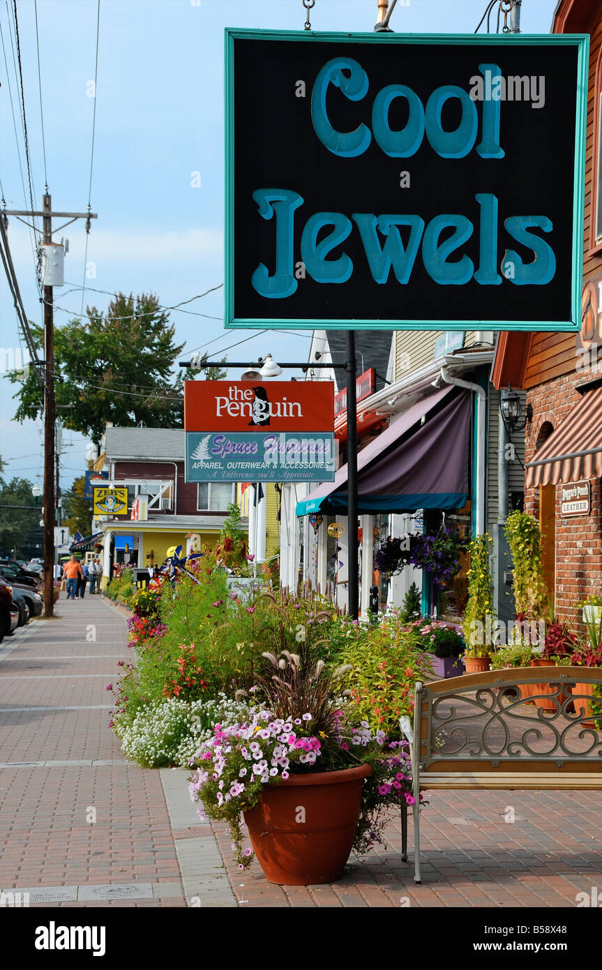 Rue principale de North Conway, New Hampshire, USA Banque D'Images