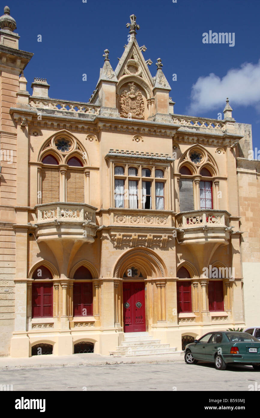 'Casa Gourgion' à St Paul's Square, Mdina, Malte. Banque D'Images