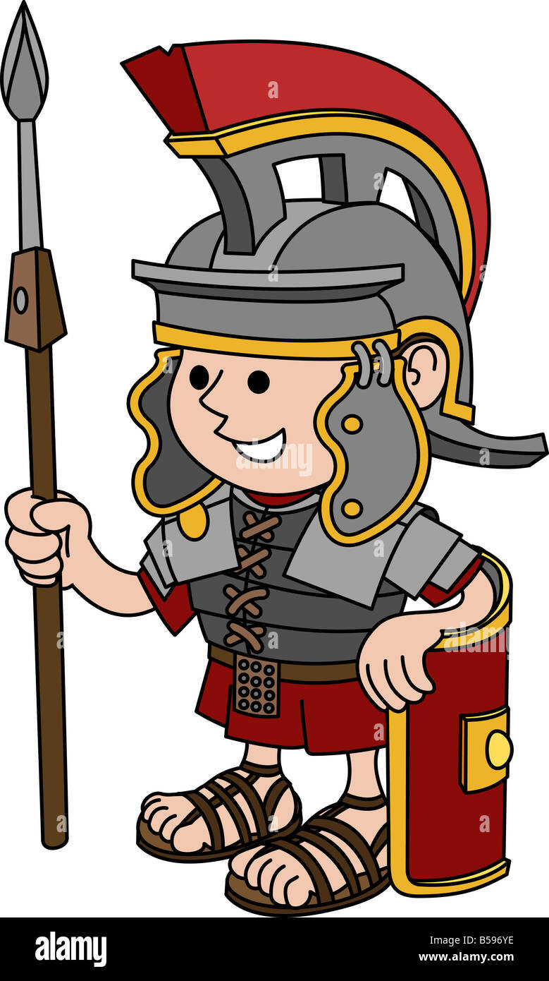 Illustration de soldat romain tenant un sabre et un bouclier Banque D'Images