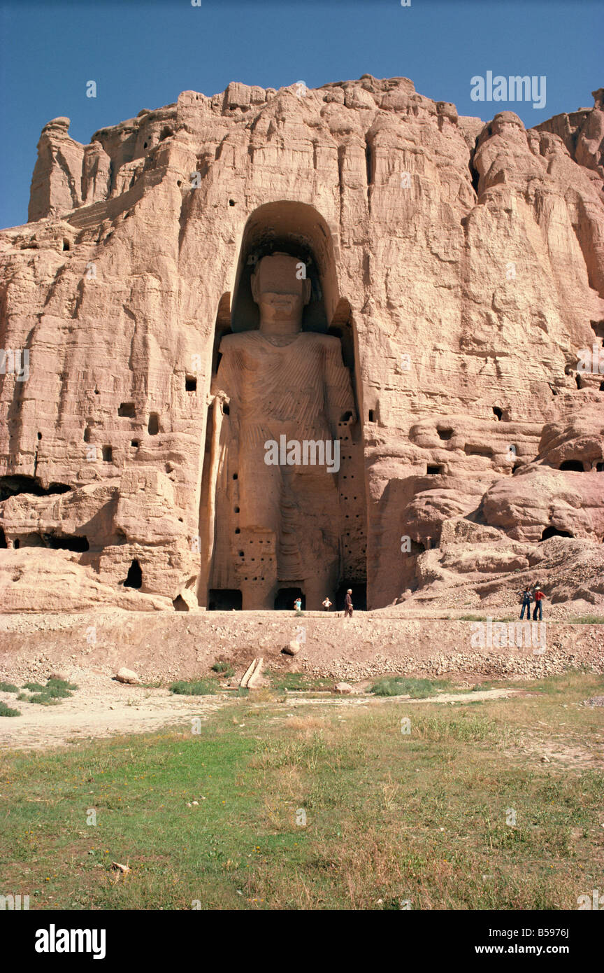 Grand Bouddha, puis détruites par les Talibans, Bamiyan, Site du patrimoine mondial de l'UNESCO, l'Afghanistan Banque D'Images