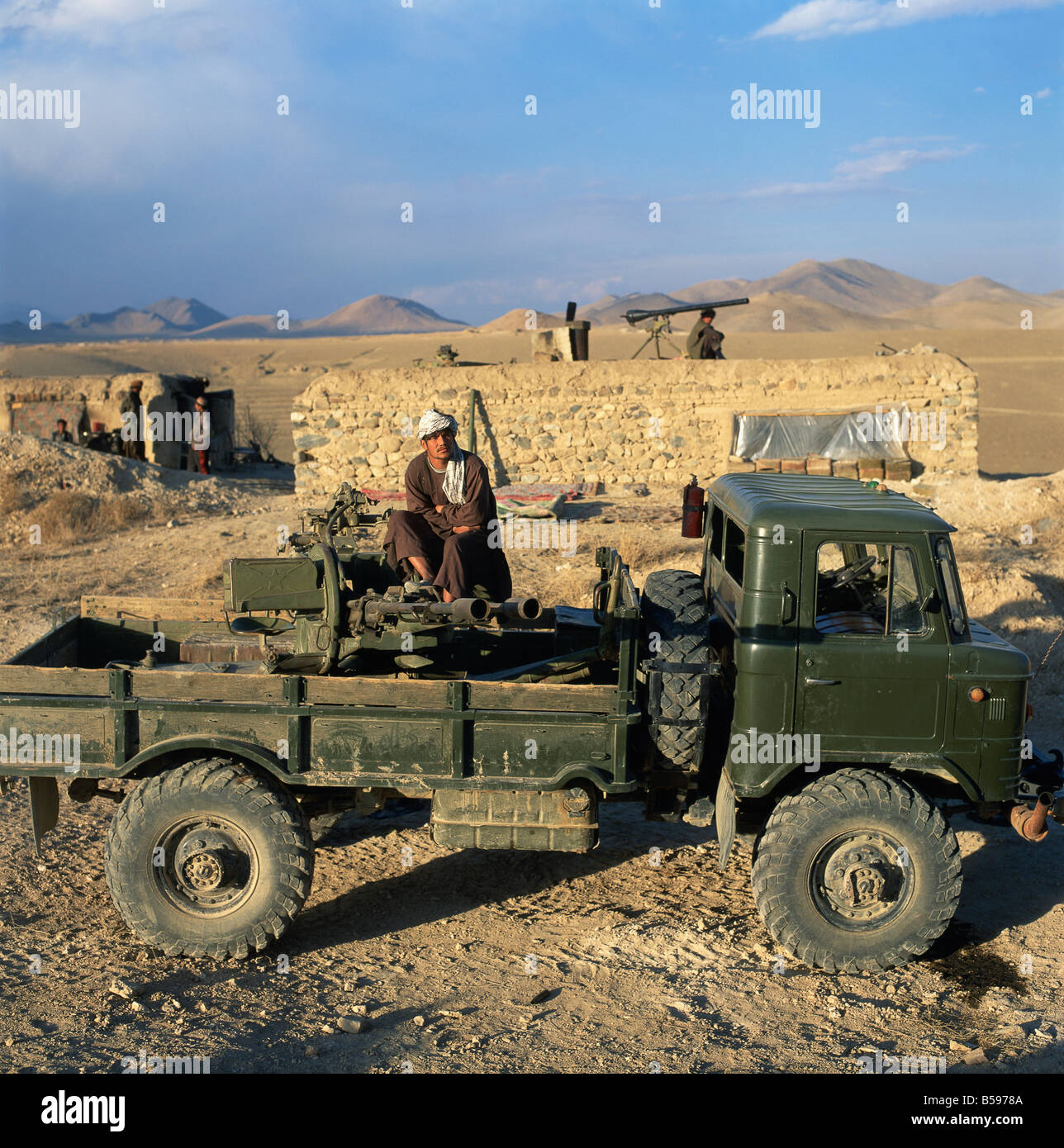 Mujeheddin canon mobile soldat près de Kaboul Afghanistan Asie Banque D'Images