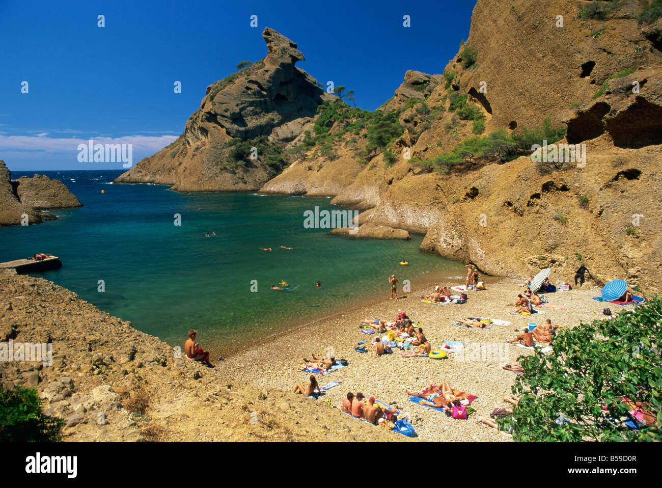 La calanque de Figuerolles, La Ciotat, Bouches-du-Rhône, de la Côte d'Azur, Provence, France, Europe, Méditerranée Banque D'Images