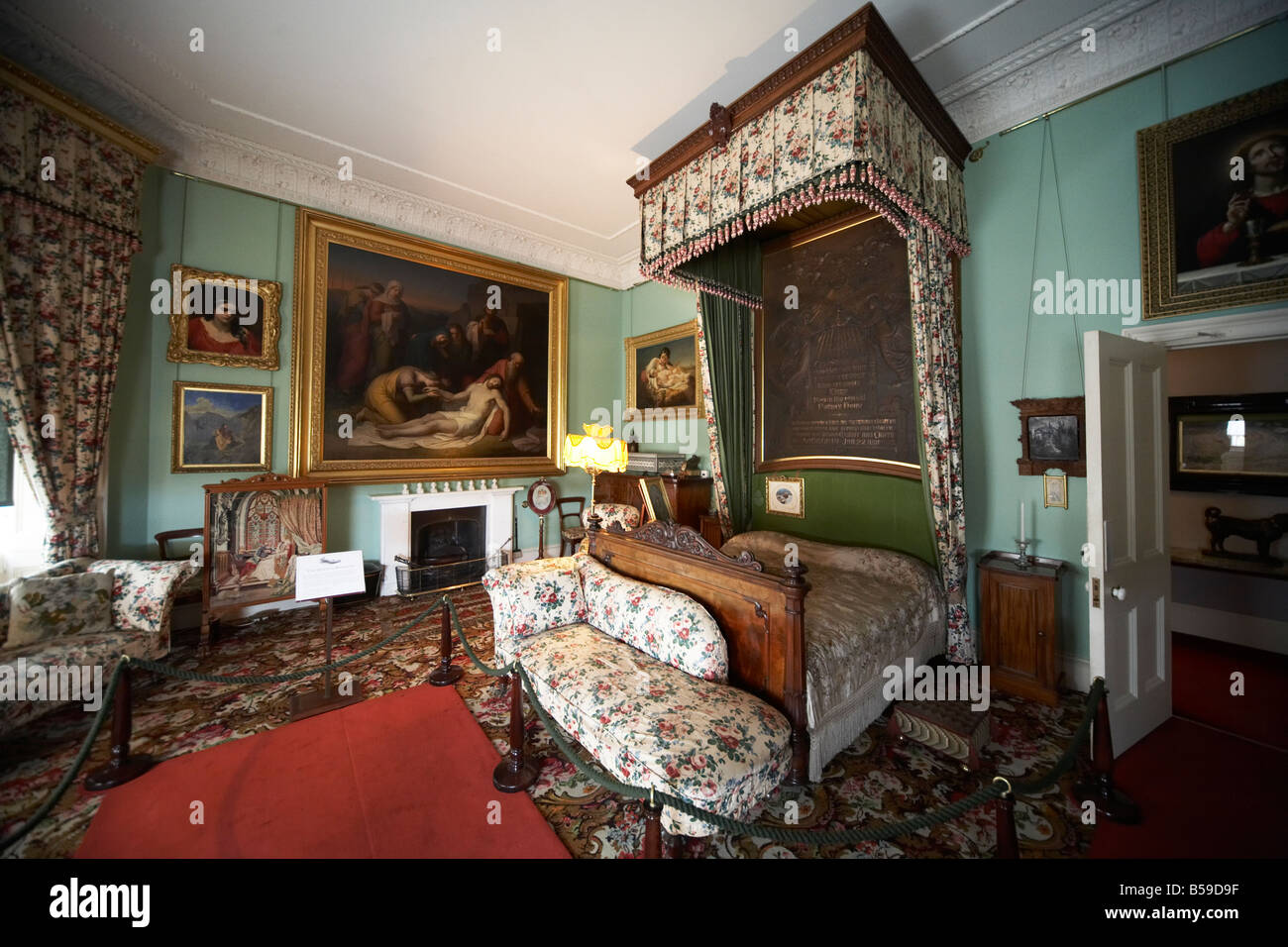 La chambre à coucher dans laquelle la reine Victoria est décédée à Osborne House East Cowes, île de Wight, Angleterre UK English Heritage bâtiment historique Banque D'Images