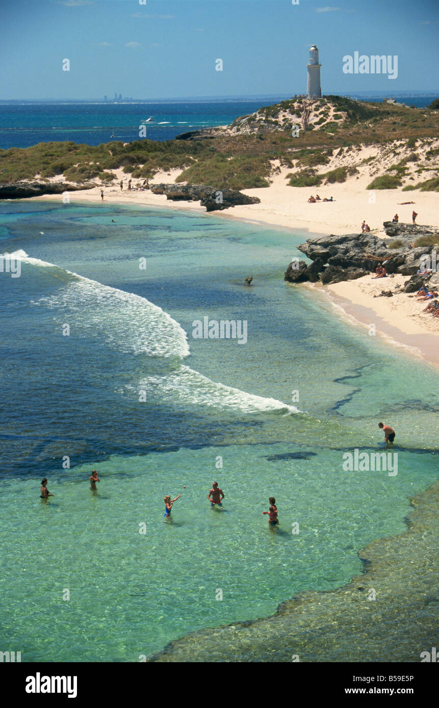 Phare de Bathurst le bassin de Rottnest Island Perth Western Australia Australie Pacifique Banque D'Images