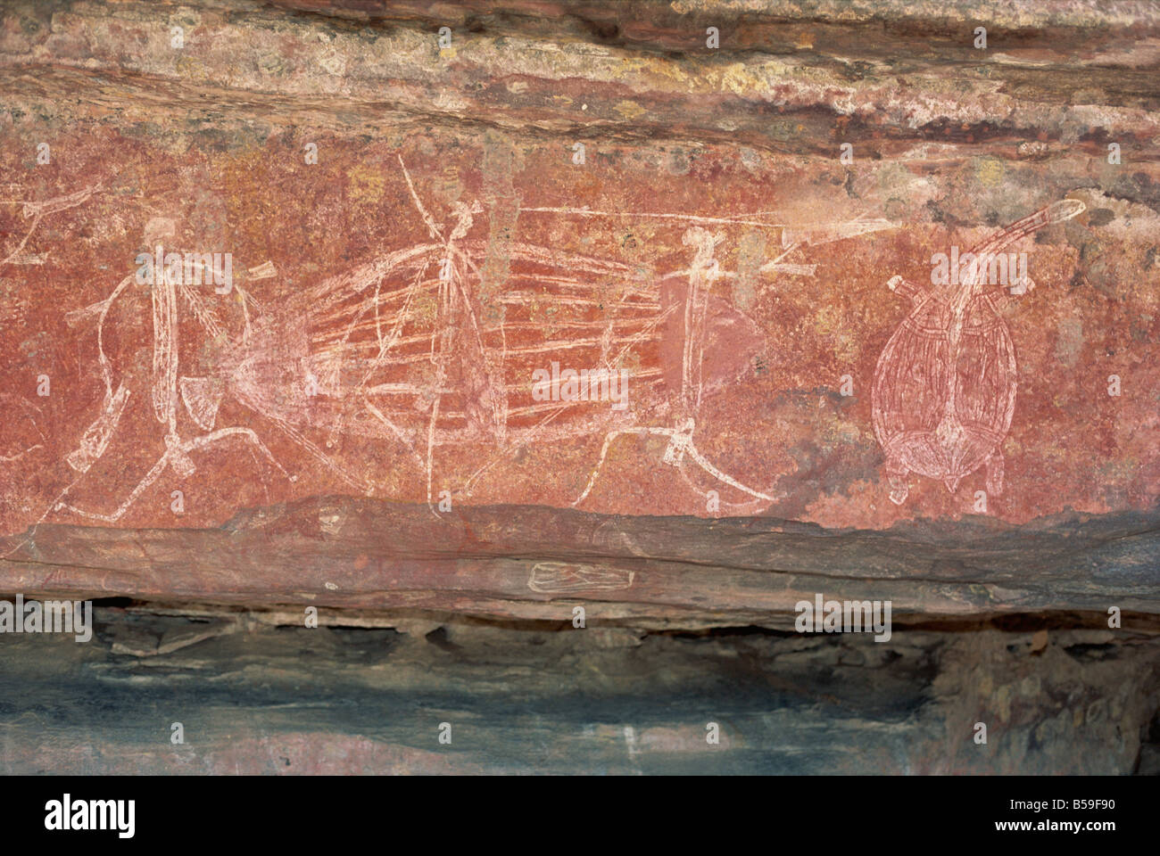 Guerrier à la Frieze Art rupestre aborigène à Ubirr Rock, Kakadu National Park, Territoire du Nord, Australie Banque D'Images