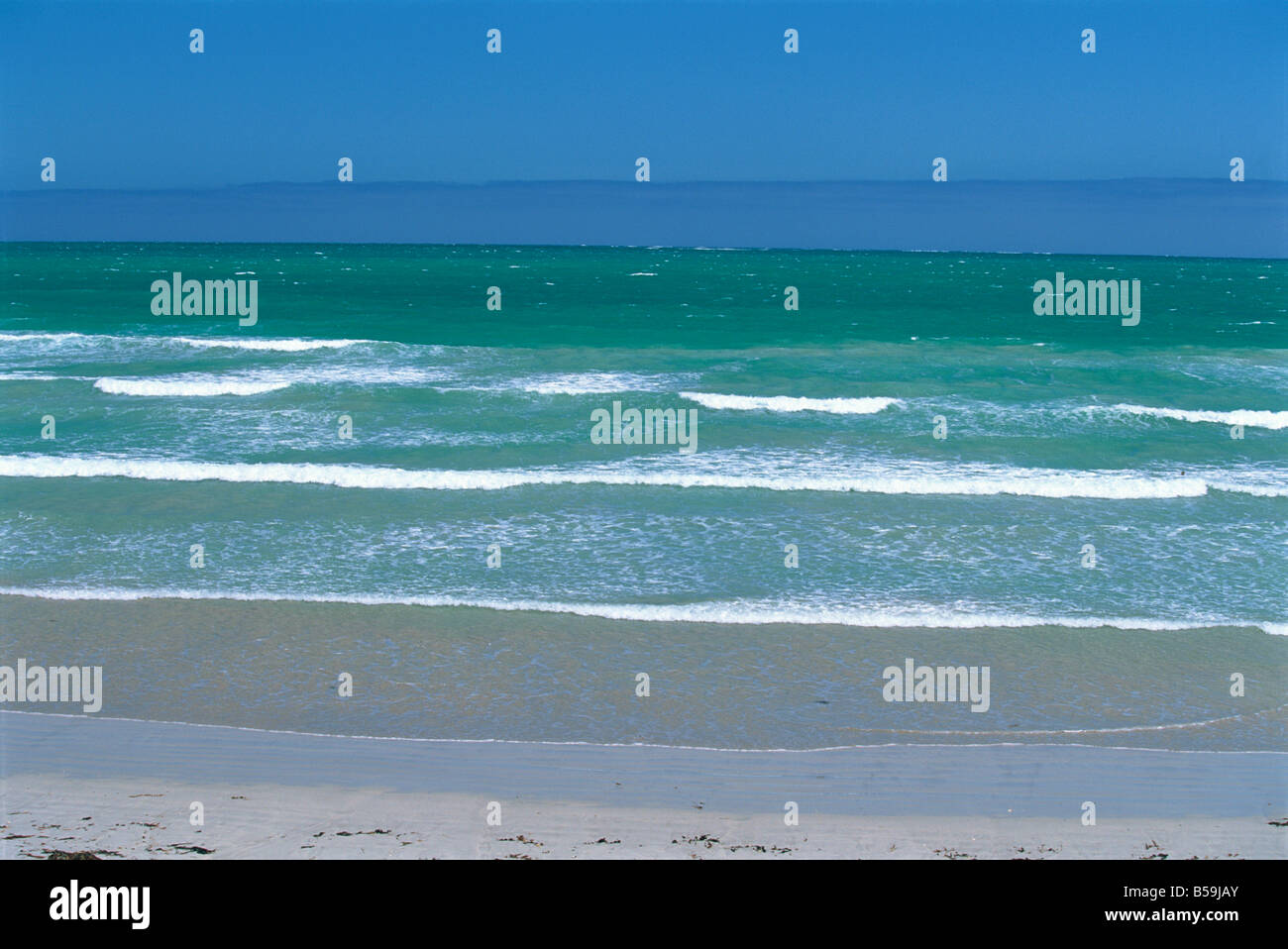 Paysage marin depuis la plage de surf à la station balnéaire paisible de Beachport, dans le sud-est de l'Australie du Sud, Australie, Pacifique Banque D'Images