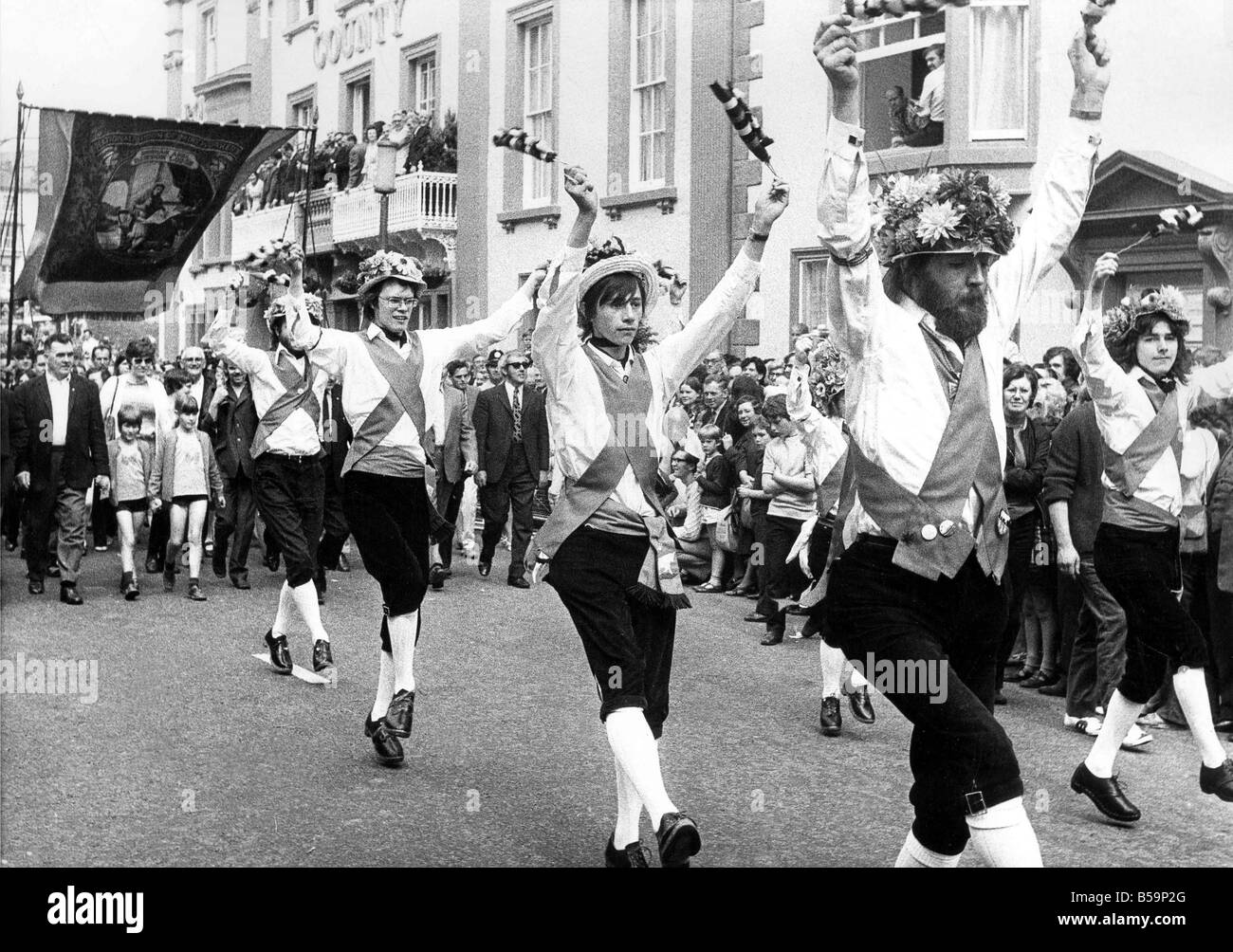 Gala mineurs de Durham Morris Dancers inscrivez-vous à la fête Banque D'Images