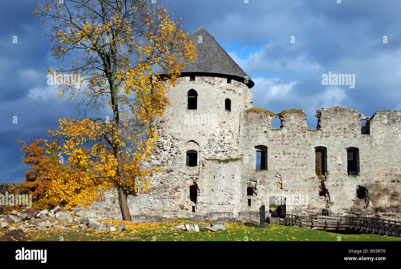 Ruines de l'ancien château Cesis Lettonie Banque D'Images