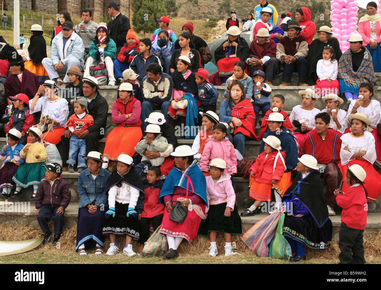 Les gens célèbrent l'Inti Raymi dédié à la Lune et Soleil Nature, une célébration d'été traditionnels, Canar,Equateur Banque D'Images