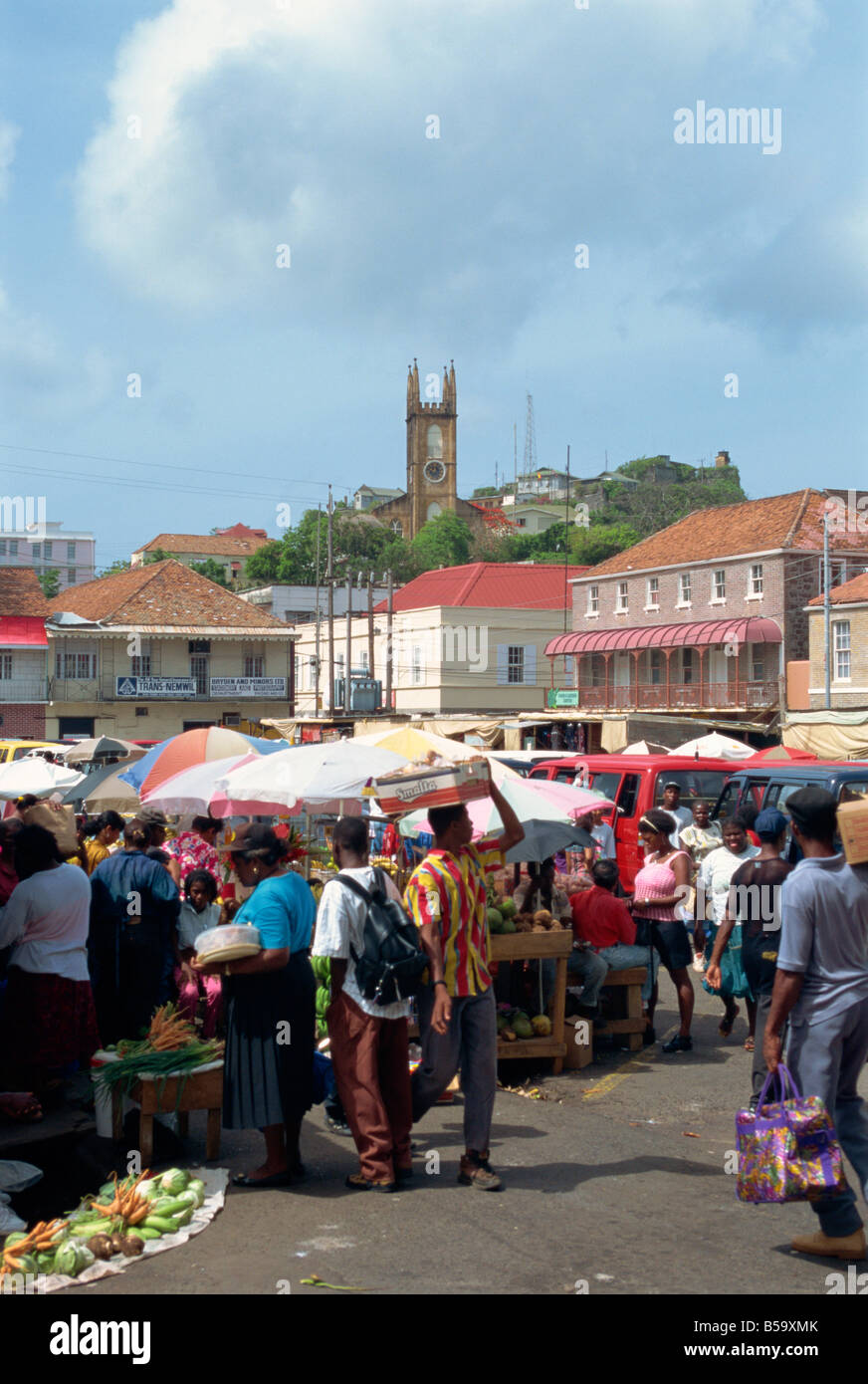 Marché le samedi St George s Grenade Îles du Vent Antilles Caraïbes Amérique centrale Banque D'Images