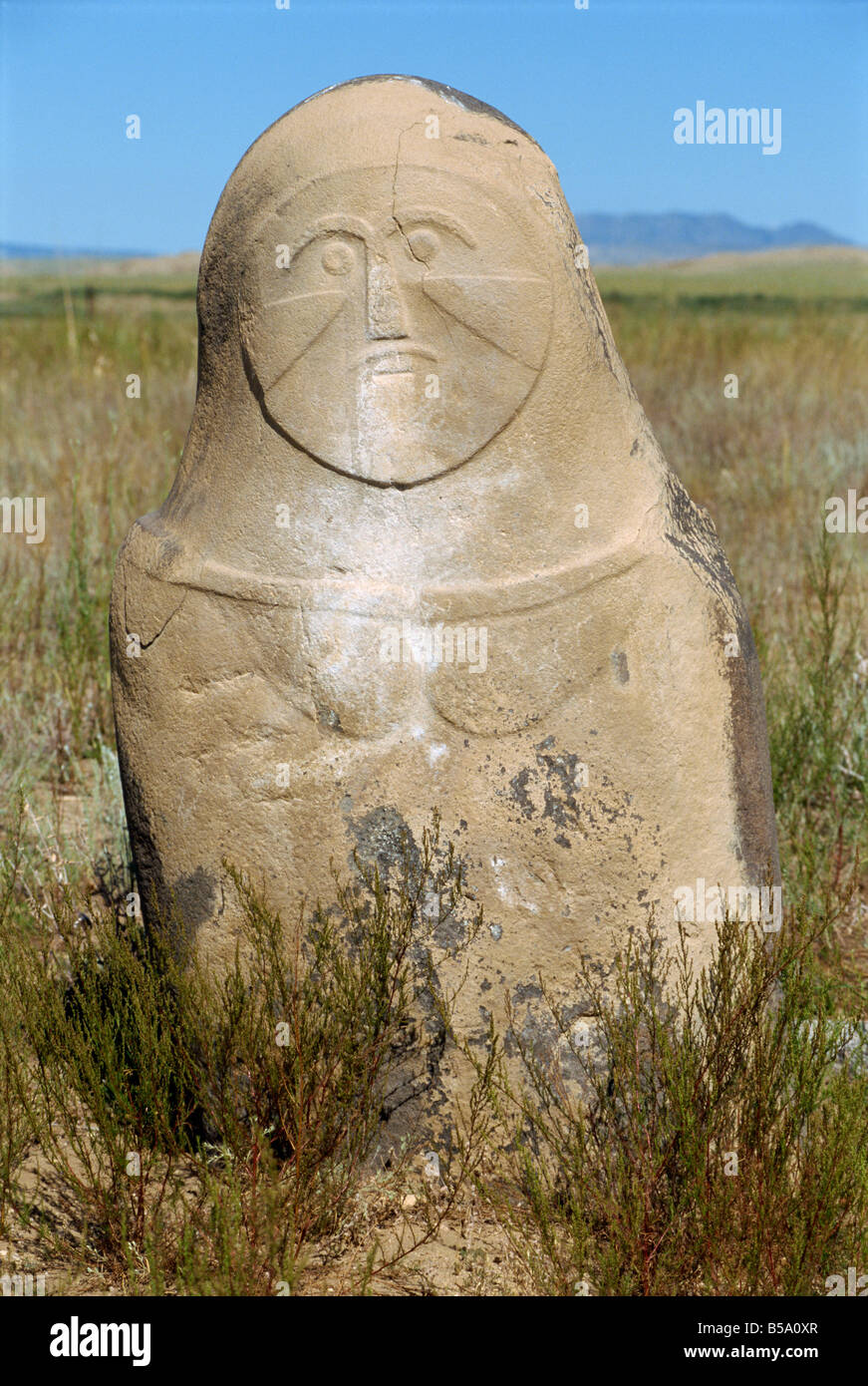 La figure sculptée à l'Kayinarl turques de tombes C 2BC à C septième annonce dans les montagnes de l'Altaï au Xinjiang Chine G Corrigan Banque D'Images