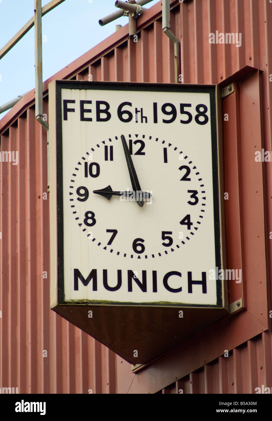 L'horloge de Munich, Old Trafford, Manchester Banque D'Images