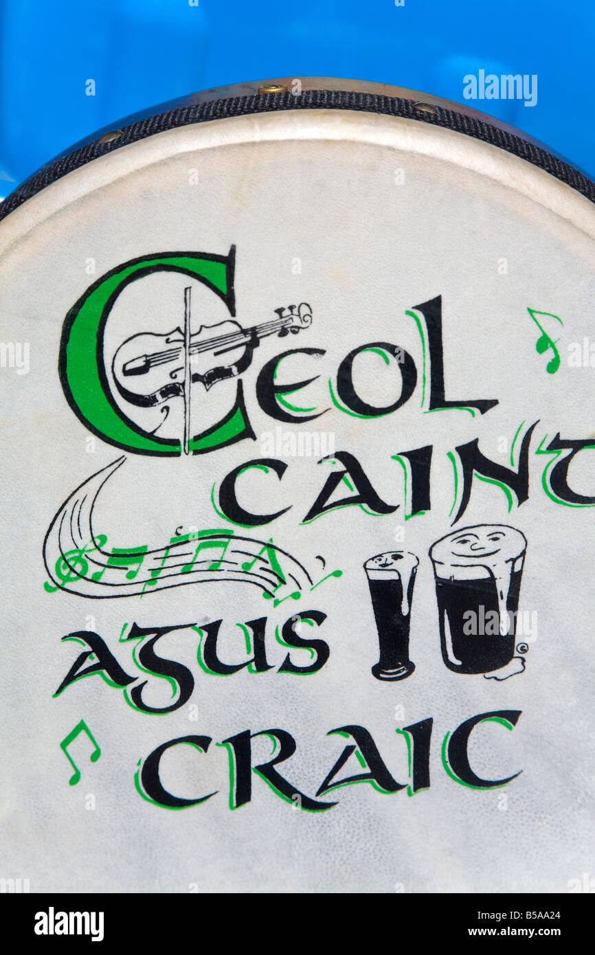 Détail d'un bodhran (instrument de musique), Waterford City, comté de Waterford, Munster, République d'Irlande, Europe Banque D'Images