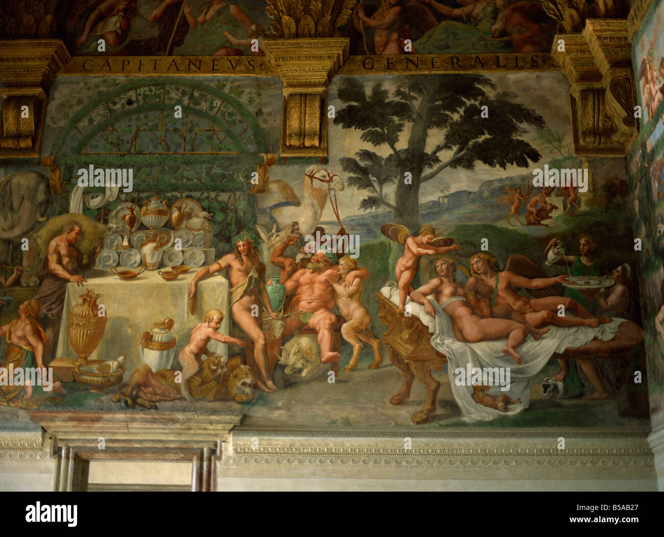 Les murales de Psyché la passion de Cupidon dans la salle de banquet, Palazzo Te, par Giulio Romano, Mantoue, Lombardie, Italie Banque D'Images