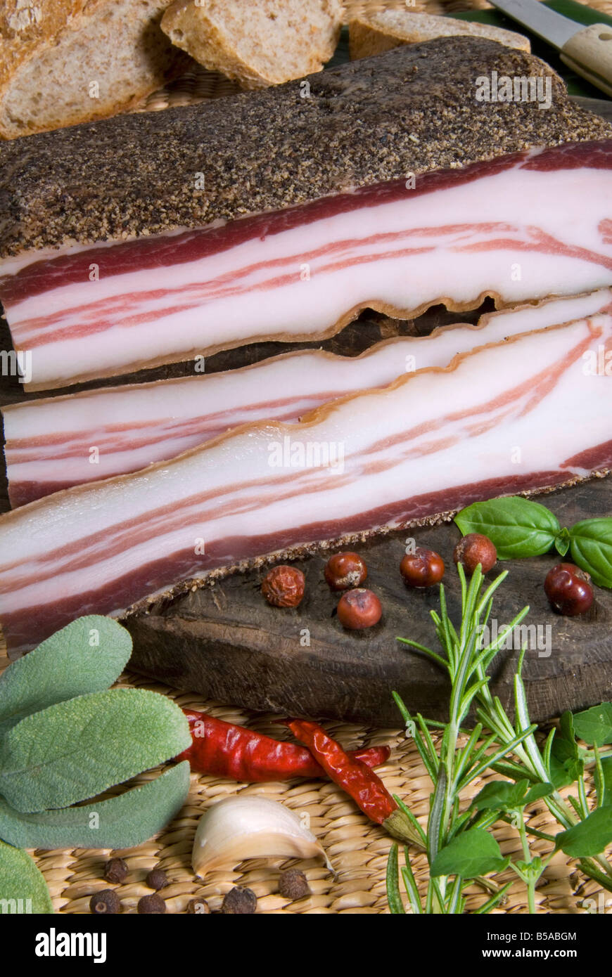 Bacon italien, Italy, Europe Banque D'Images