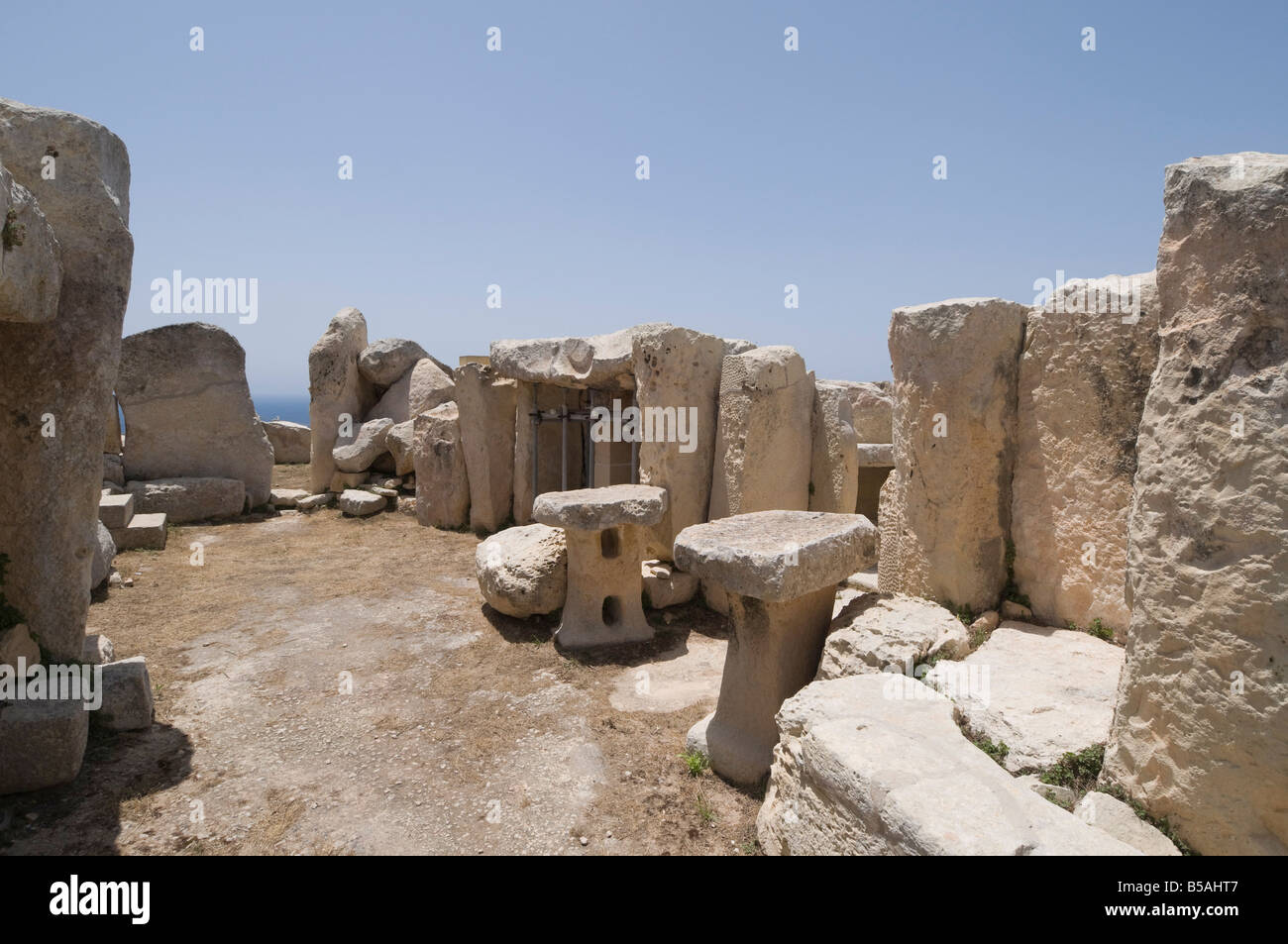 Hagar Qim, un temple mégalithique, UNESCO World Heritage Site, Malta, Europe Banque D'Images