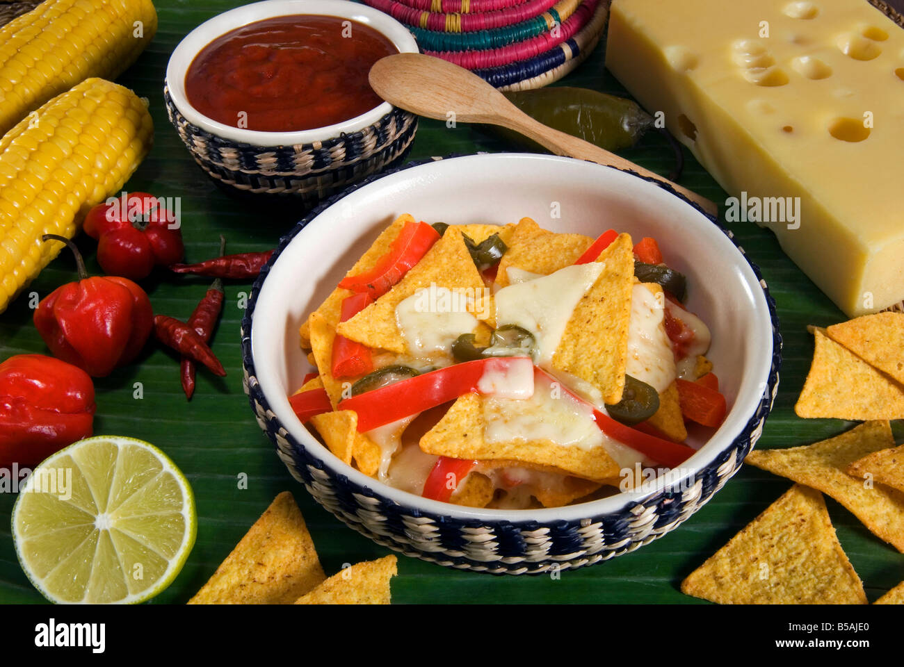 Nachos au fromage, la nourriture mexicaine, Mexique, Amérique du Nord Banque D'Images