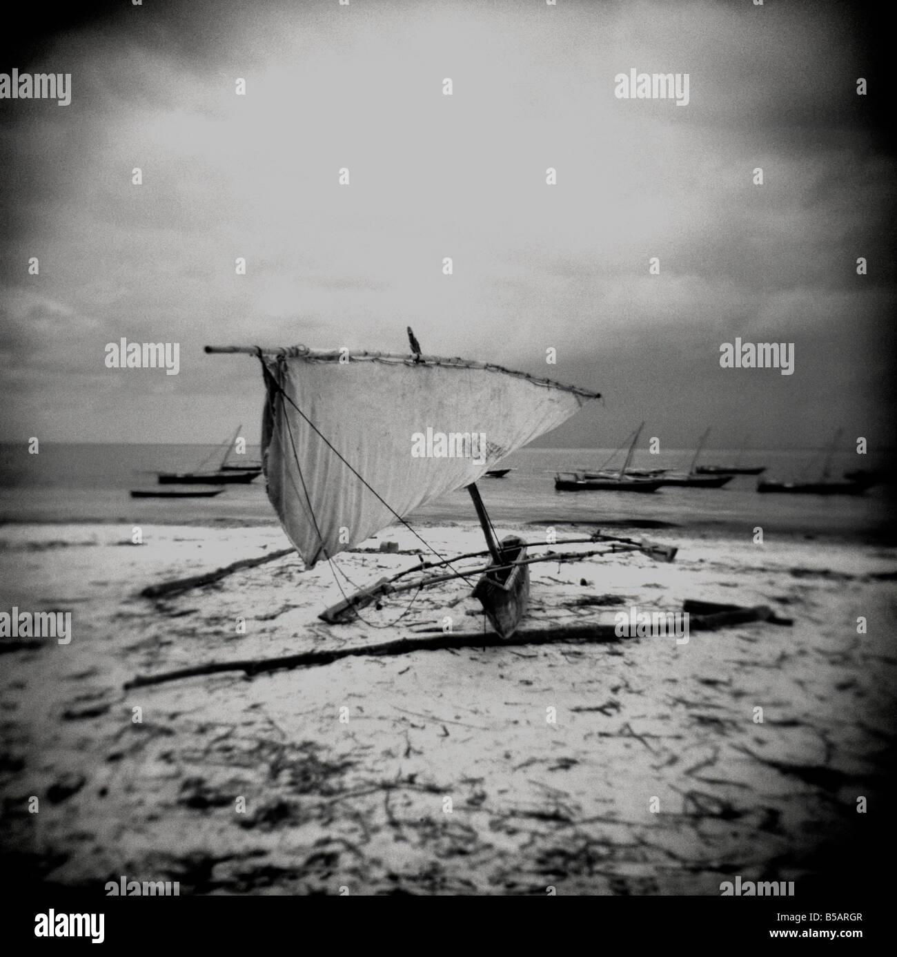 Image prise avec un Holga 120 film format moyen de l'appareil photo jouet  sur dhow beach par mauvais temps, Nungwi, Zanzibar, Tanzanie Photo Stock -  Alamy
