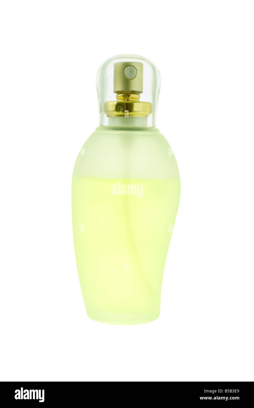 Flacon de parfum sur fond blanc Banque D'Images