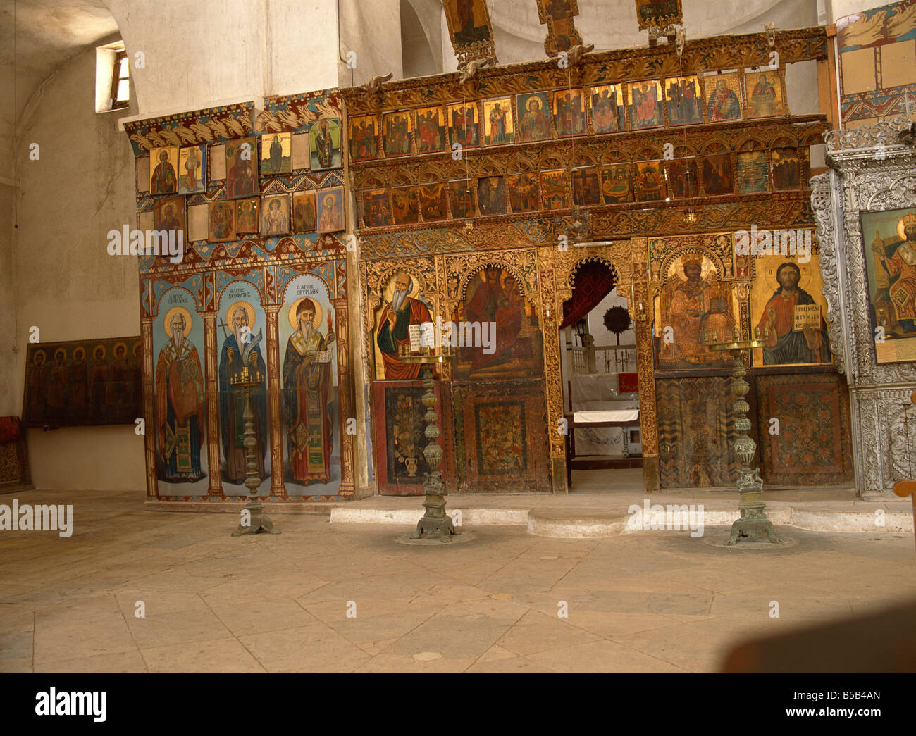 L'Iconostase Dans le monastère orthodoxe à Manastir-Karpaz, Chypre du Nord, Chypre, Europe Banque D'Images
