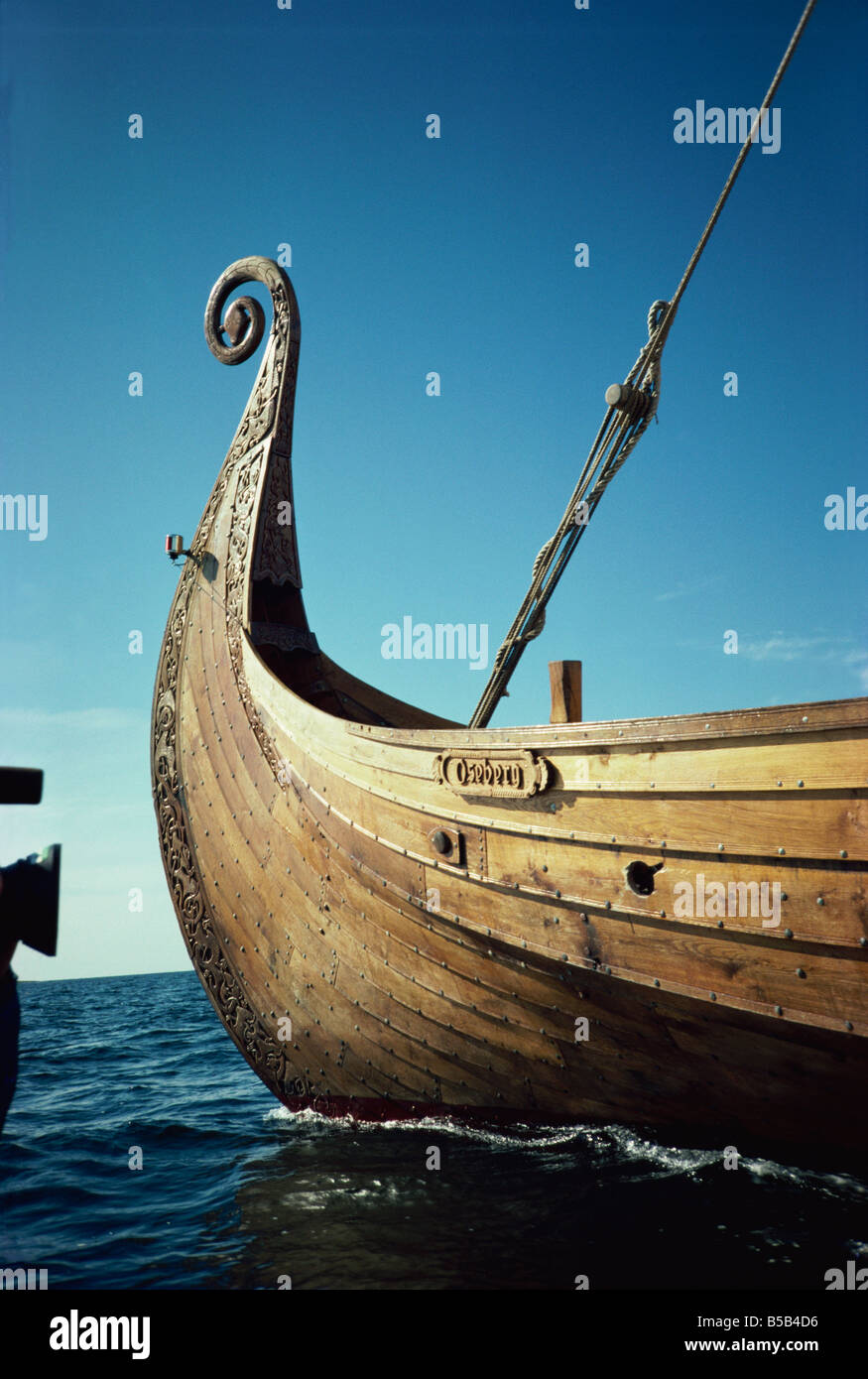 Réplique de 9e siècle bateau viking Oseberg Norvège Scandinavie Europe Banque D'Images