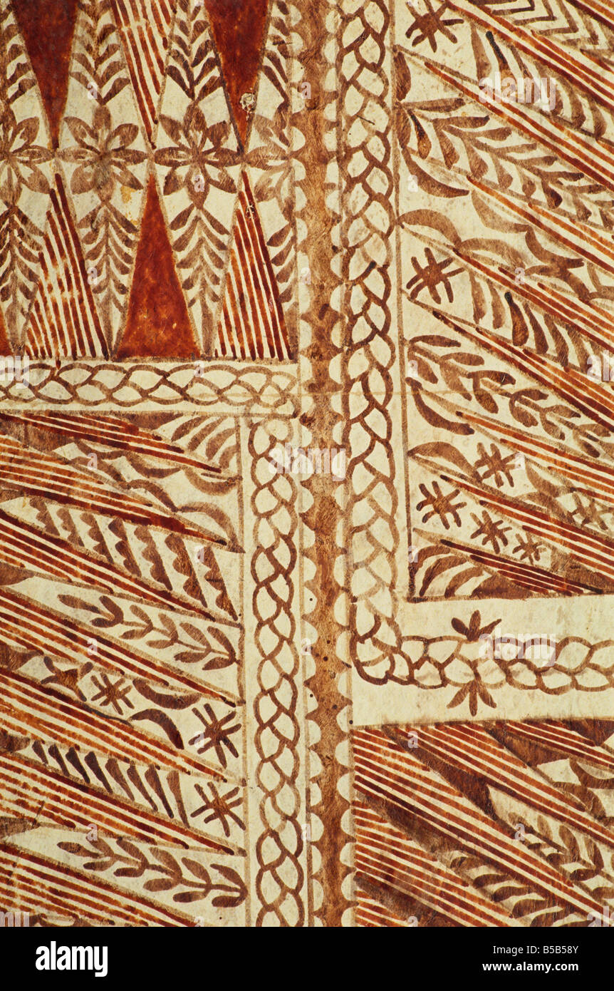 Tapa peint, battus, écorce de mûrier Nukualofa, Tonga, îles du Pacifique, Pacifique Banque D'Images