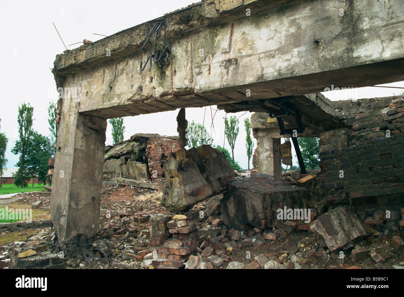 Ruines de la chambre à gaz de Birkenau Pologne Europe Makopolska Banque D'Images