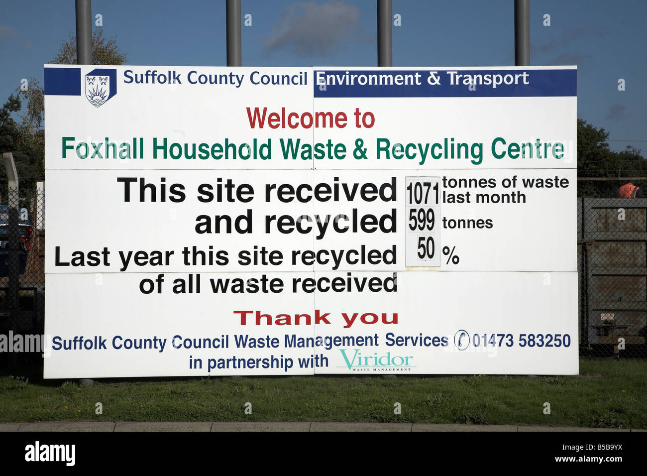 Centre de recyclage de déchets ménagers et Foxhall près d'Ipswich Suffolk Angleterre Banque D'Images