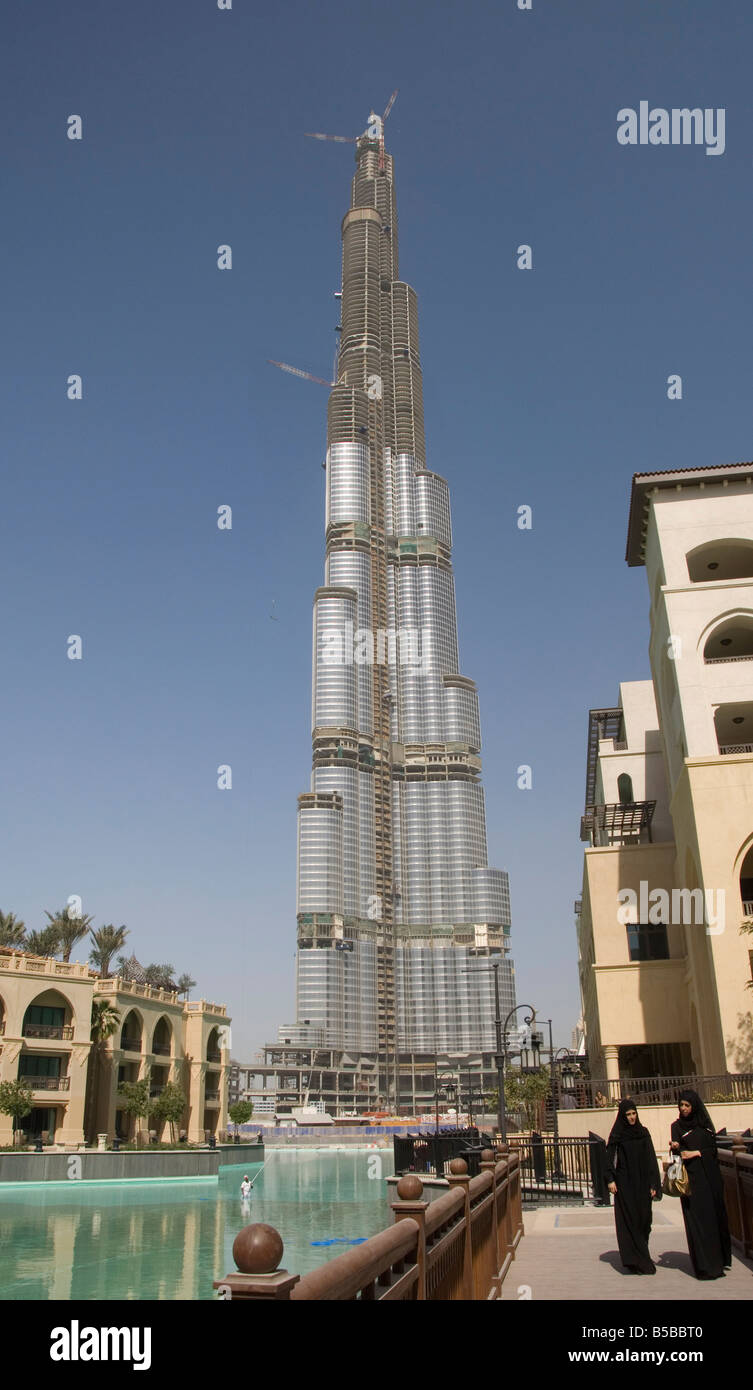Burj Dubai, plus haut bâtiment du monde, en construction, la Crique de Dubaï, Dubaï, Émirats Arabes Unis Banque D'Images