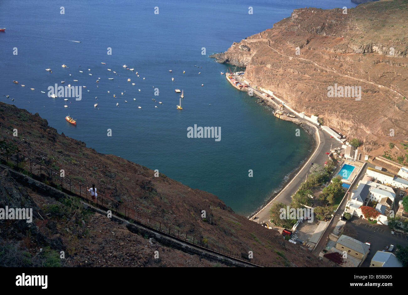 La ville et le port de l Échelle de Jacob Jamestown St Helena Mid Atlantic Banque D'Images