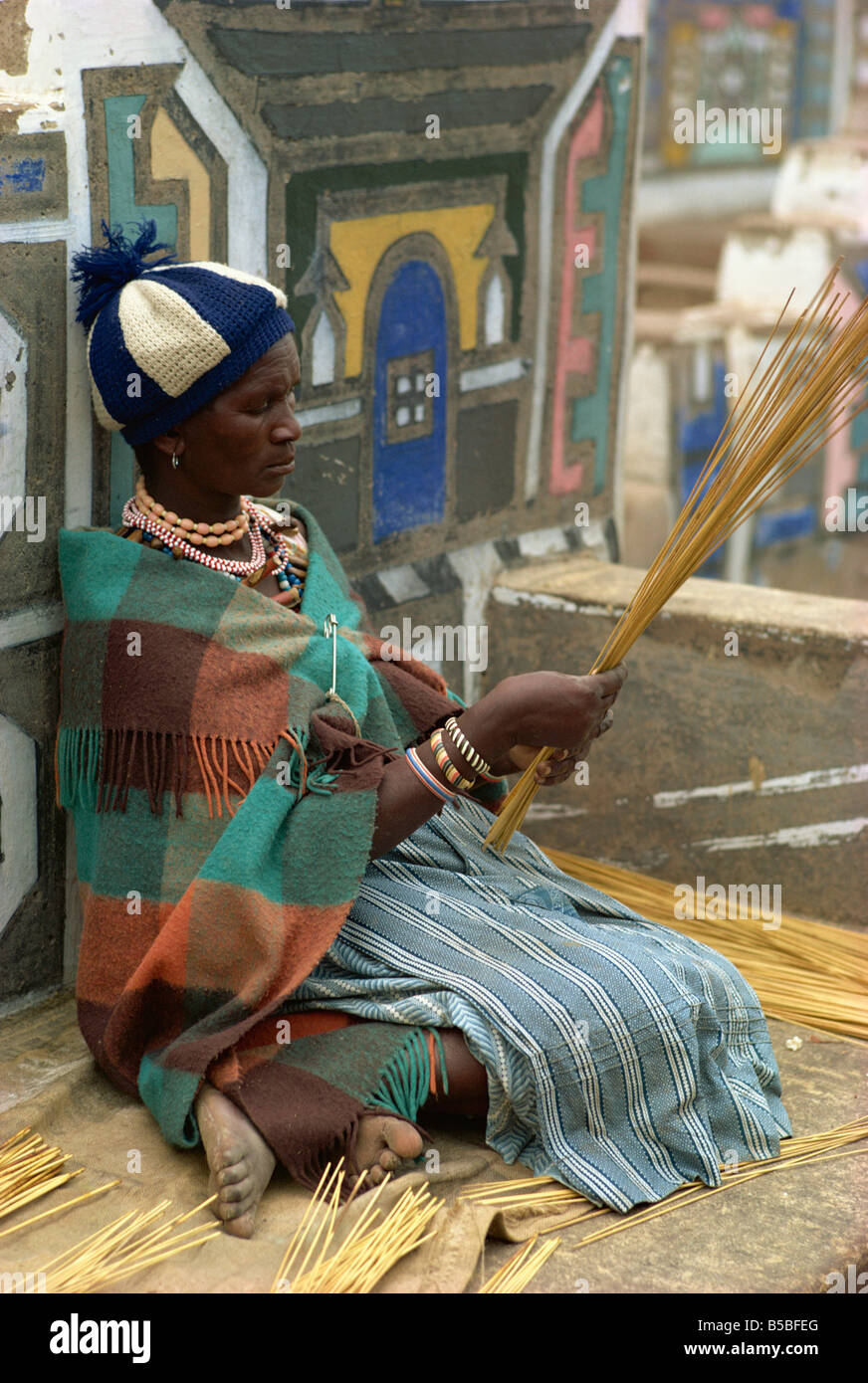 Ndebele village près de Pretoria, Afrique du Sud, l'Afrique Banque D'Images