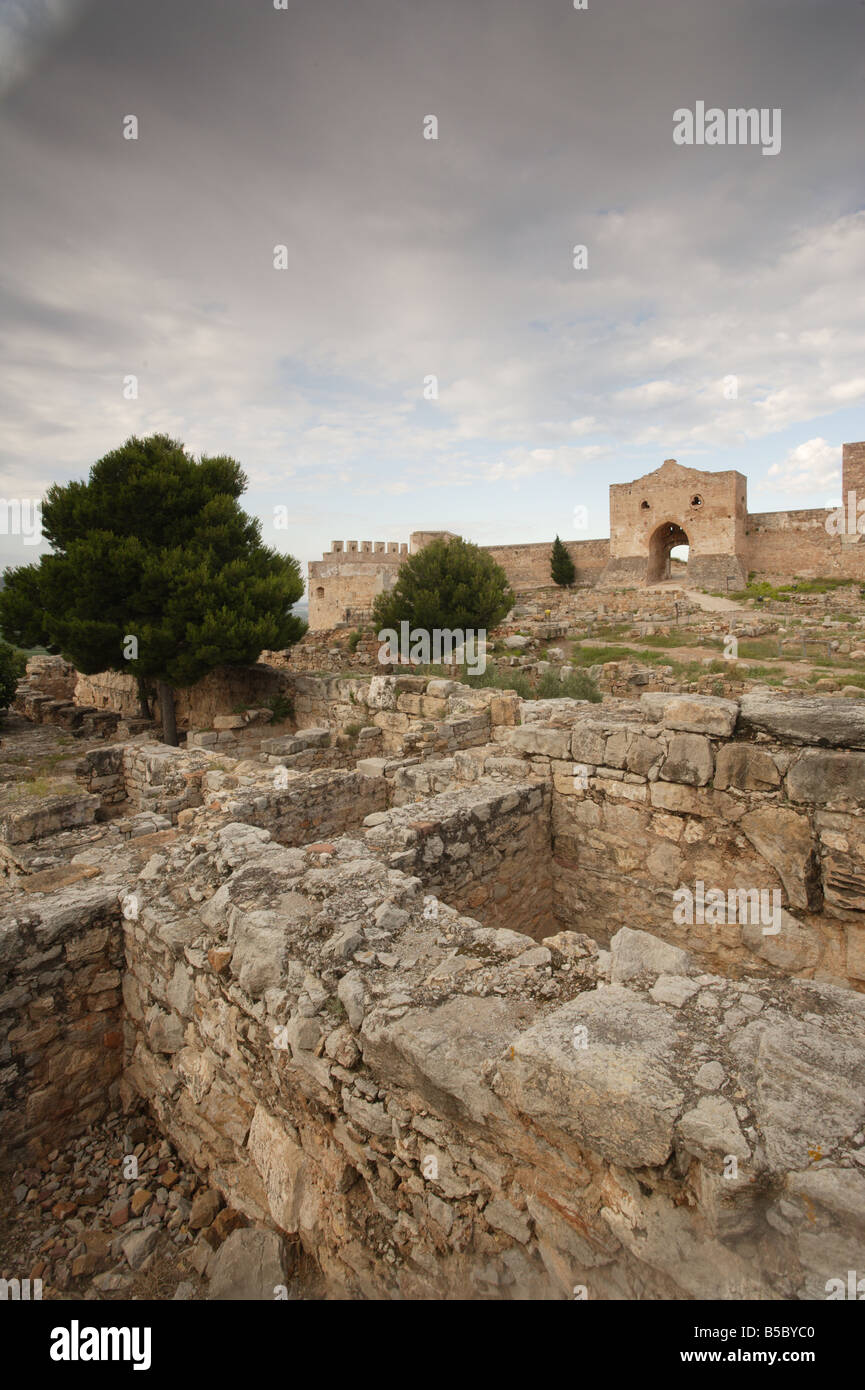 Les vestiges historiques de Sagunt, qui a des sections de différentes civilisations y compris, ibérique, Carthaginois et Romains l'Arabe. Banque D'Images