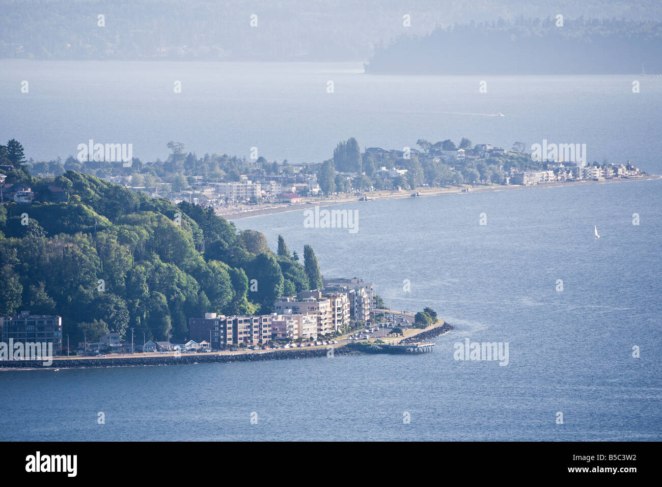 Vue aérienne de West Seattle et Alki Beach, Washington, USA Banque D'Images
