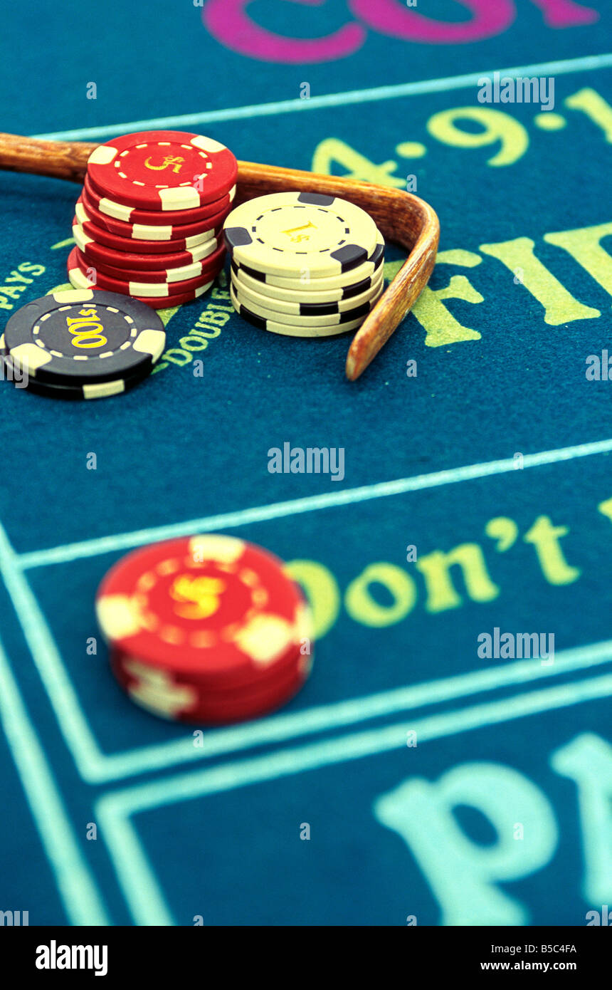 Des jetons sur la table au casino à Las Vegas NEVADA USA Banque D'Images
