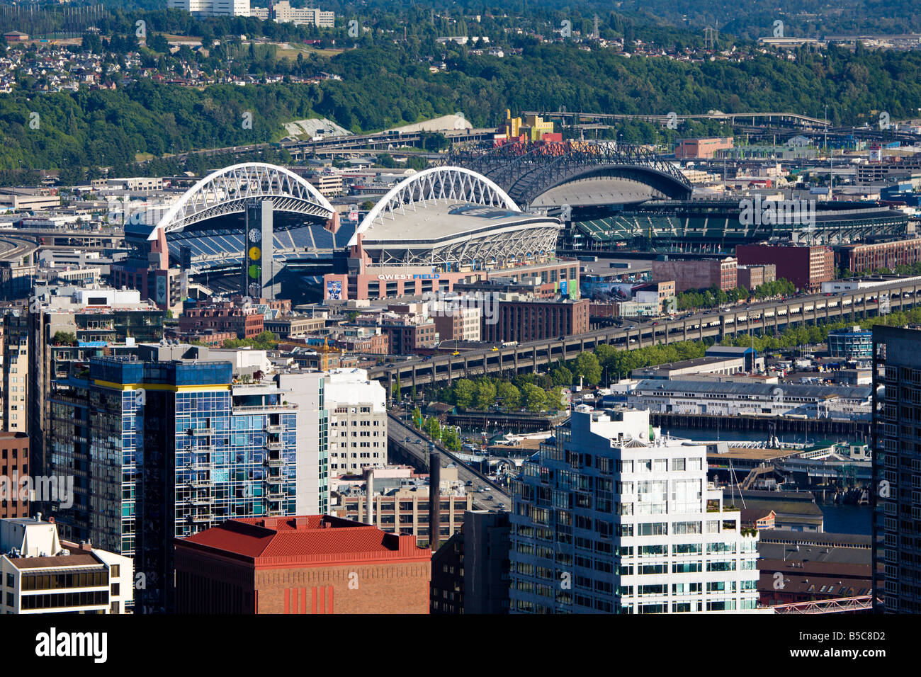 Les stades de football et de baseball professionnel au centre-ville de Seattle, Washington Banque D'Images