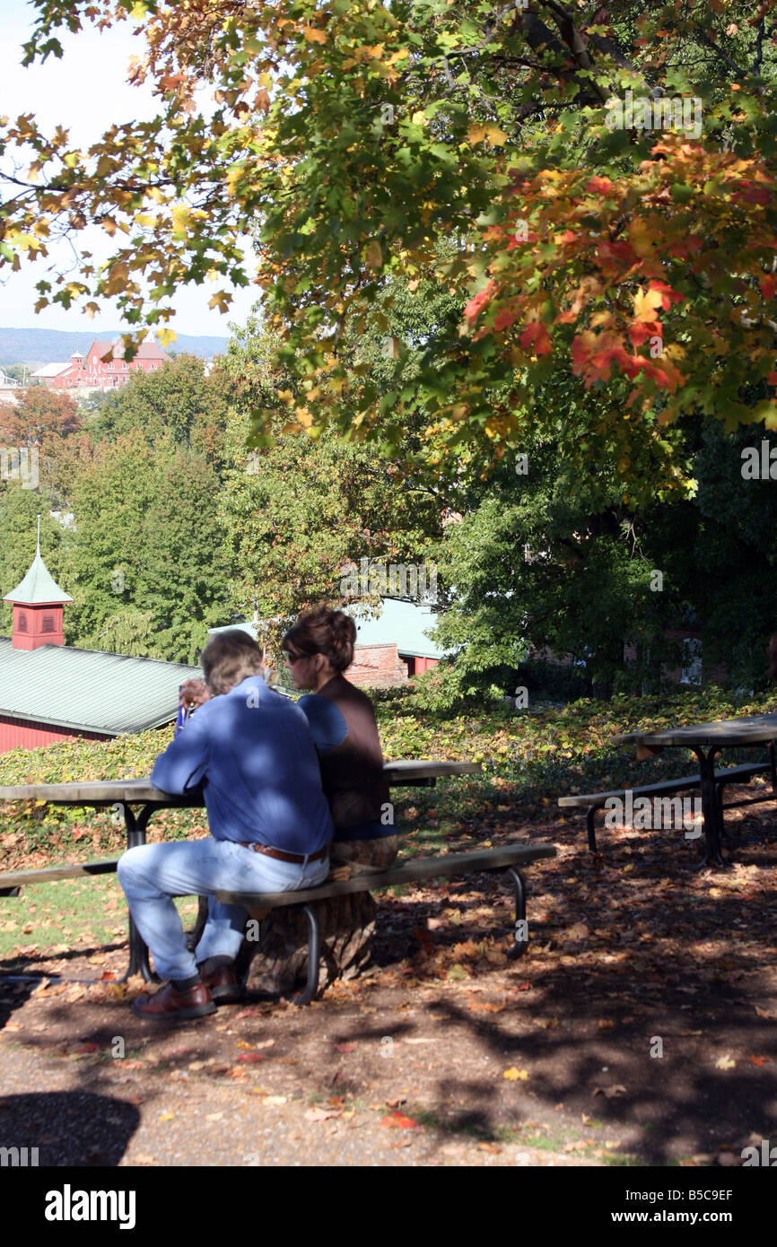 Un couple enjoying wine au Stone Hill Winery Herman Missouri Banque D'Images