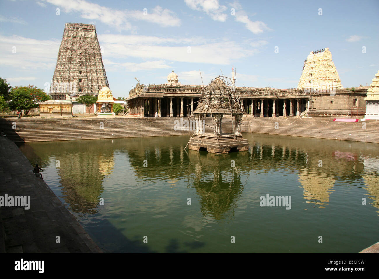 Le réservoir d'eau à la Sri Ekambaranathar Temple à Kanchipuram, Inde. Banque D'Images