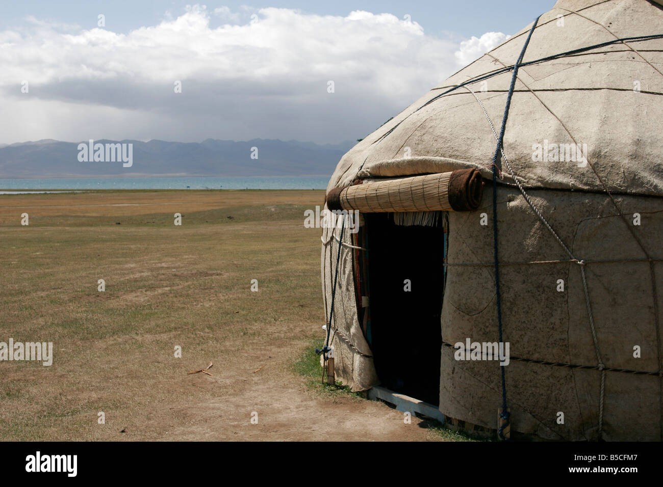 Yourte kirghize, le lac Song-Kol, Tien Shan mountain, du Kirghizistan, de l'Asie centrale Banque D'Images