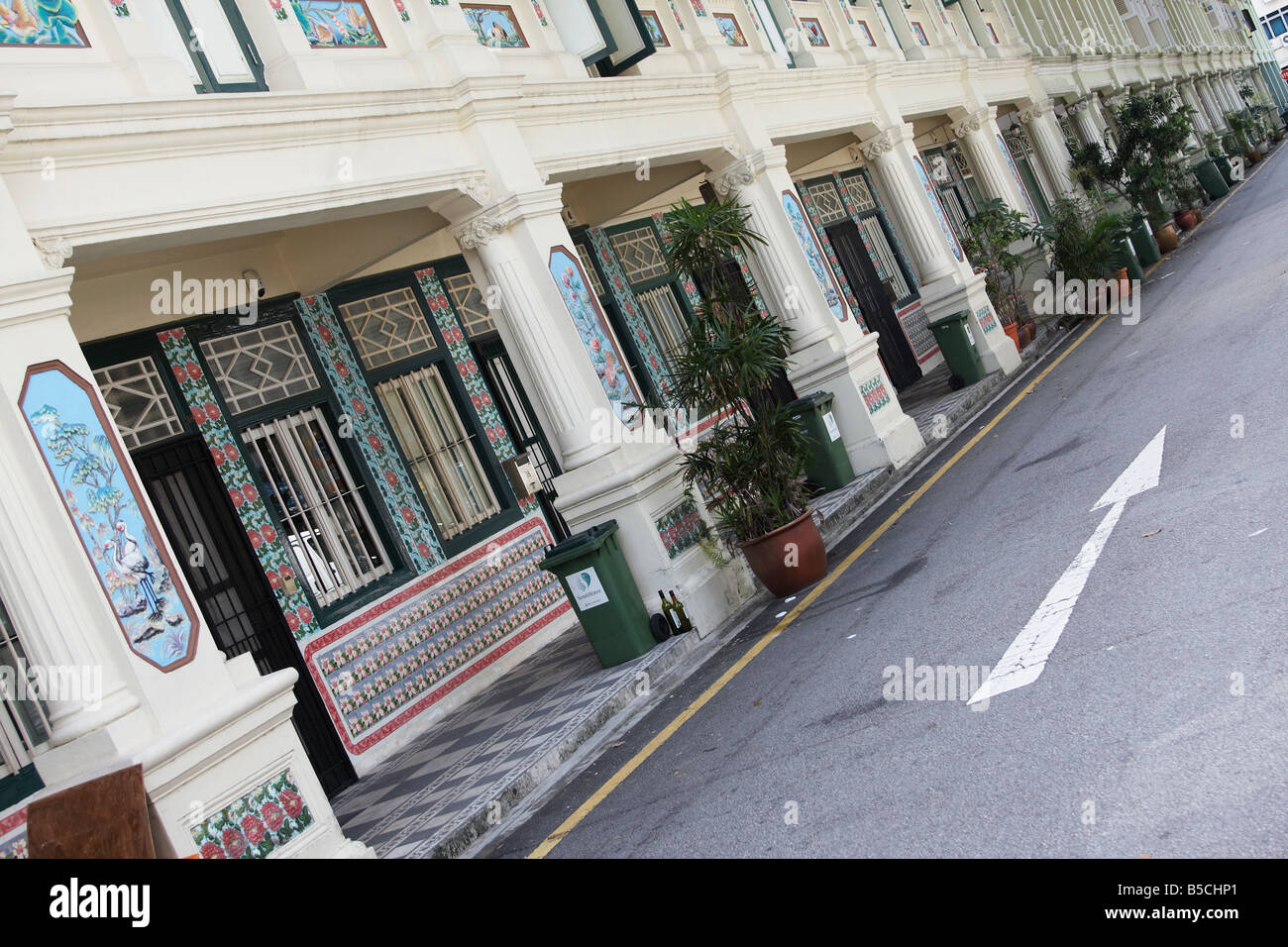 Maisons coloniales traditionnelles à Singapour Banque D'Images