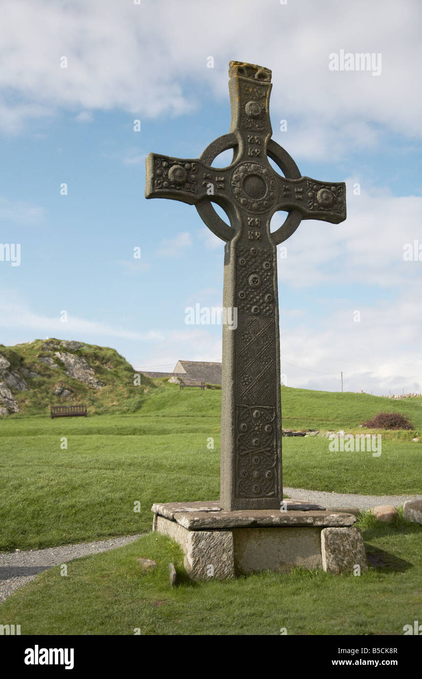 Croix de St Johns à l'abbaye d'iona l'île d'iona en Ecosse Banque D'Images