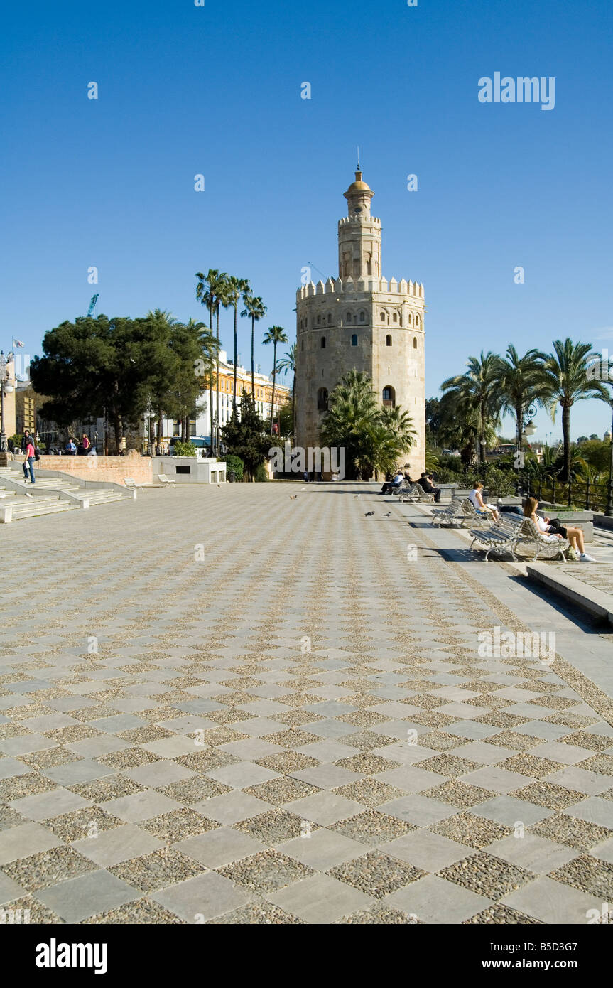 La Torre del Oro, le quartier d'El Arenal, Séville, Andalousie, Espagne, Europe Banque D'Images