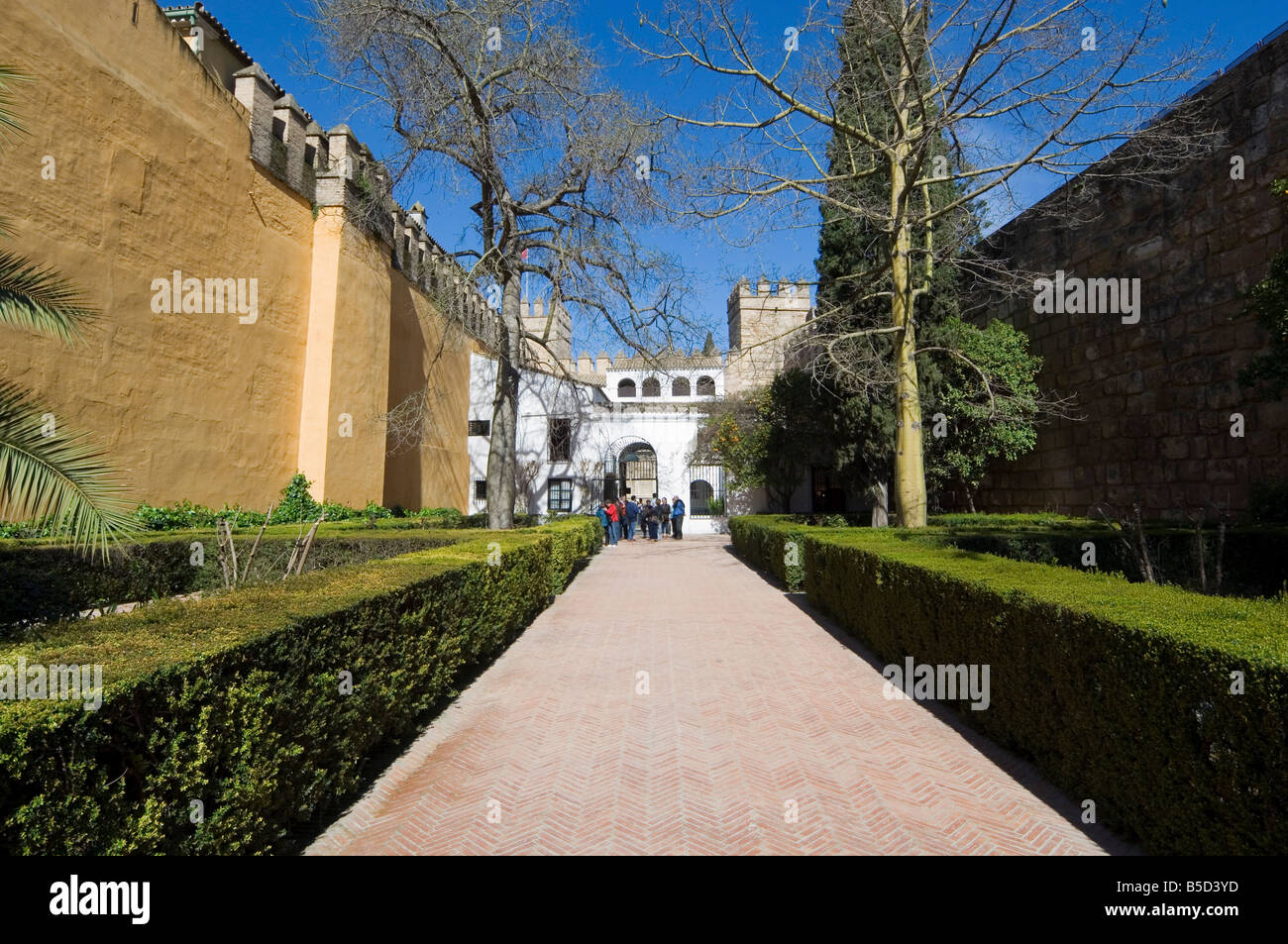Patio del Leon, Alcazar, quartier Santa Cruz de Séville, Andalousie, Espagne (Andalousie), l'Europe, Banque D'Images